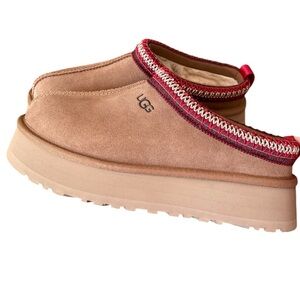 UGG Tazz Chestnut Suede Slip-On platform slippers